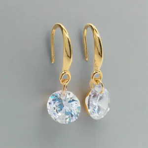 18K Naked IOBI Crystals Drill Sparkly Earrings for Woman in Yellow Gold, Rose Gold Everyday Wear or Special Occasion Birthdays Holiday Gift