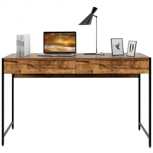 2-Drawer Computer Desk Study Table Home Office Writing Workstation-Coffee