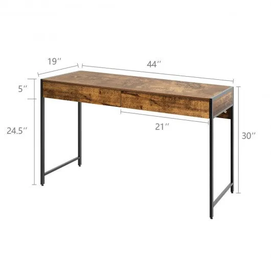 2-Drawer Computer Desk Study Table Home Office Writing Workstation-Coffee