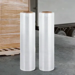 2 Rolls 500mm x 400m Heavy-Duty Stretch Film - Clear, Weather-Resistant Plastic Wrap