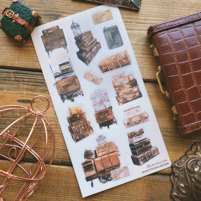 Antique Luggage Sticker Sheet