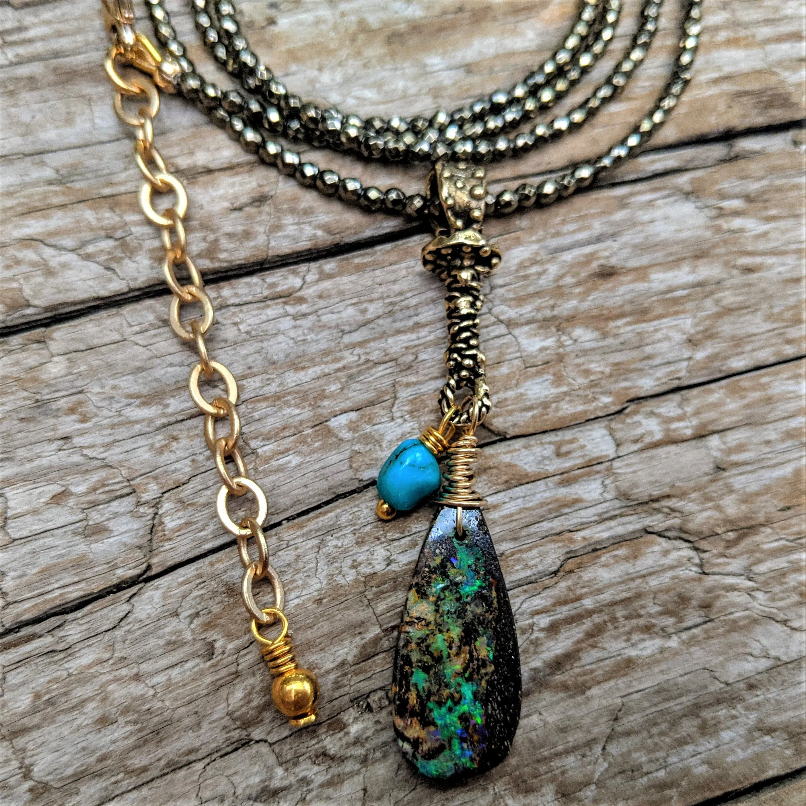 Australian Koroit Boulder Opal Pendant Necklace