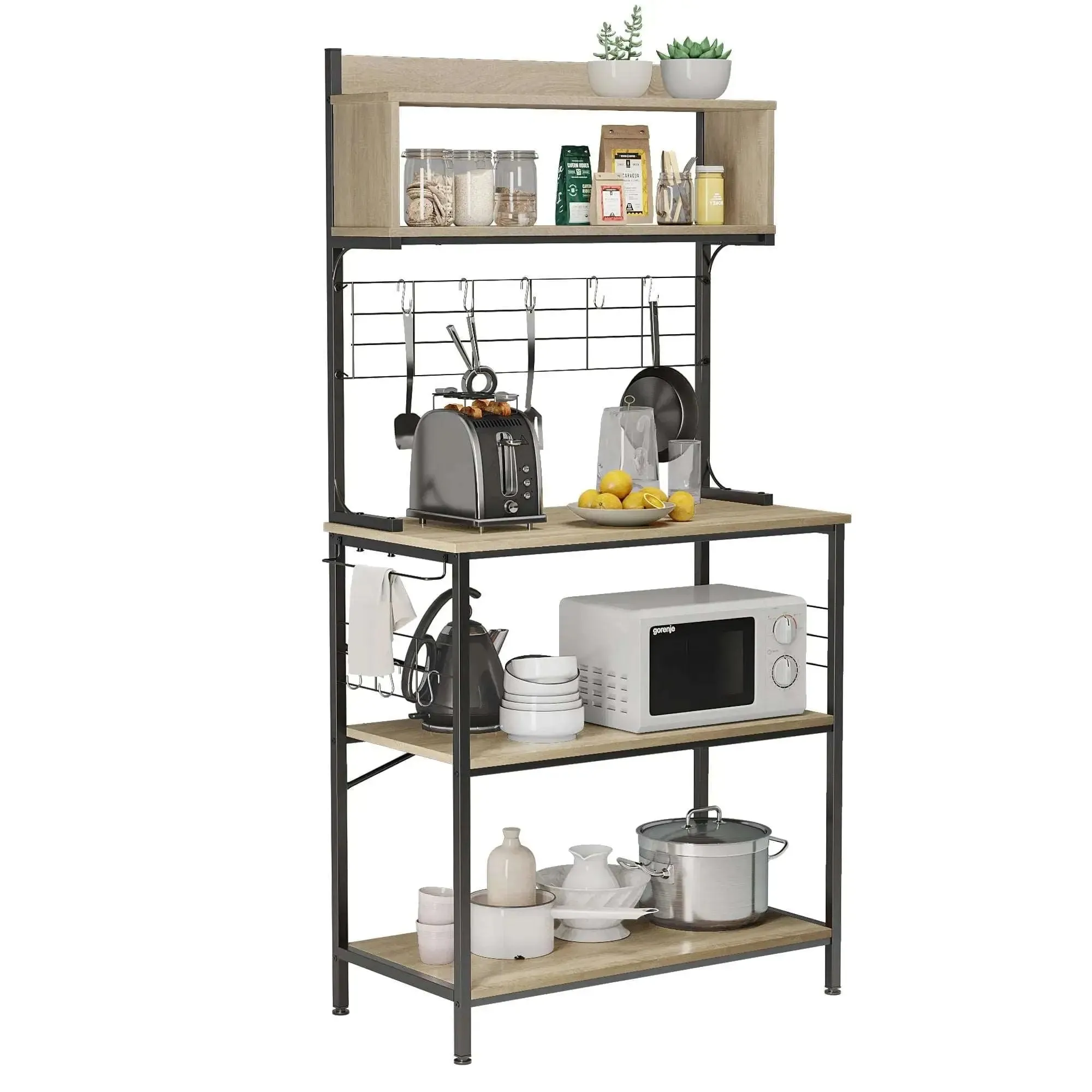 Bestier 5 Tier Microwave Stand, Coffee Bar Table with Storage for Small Space Kitchen