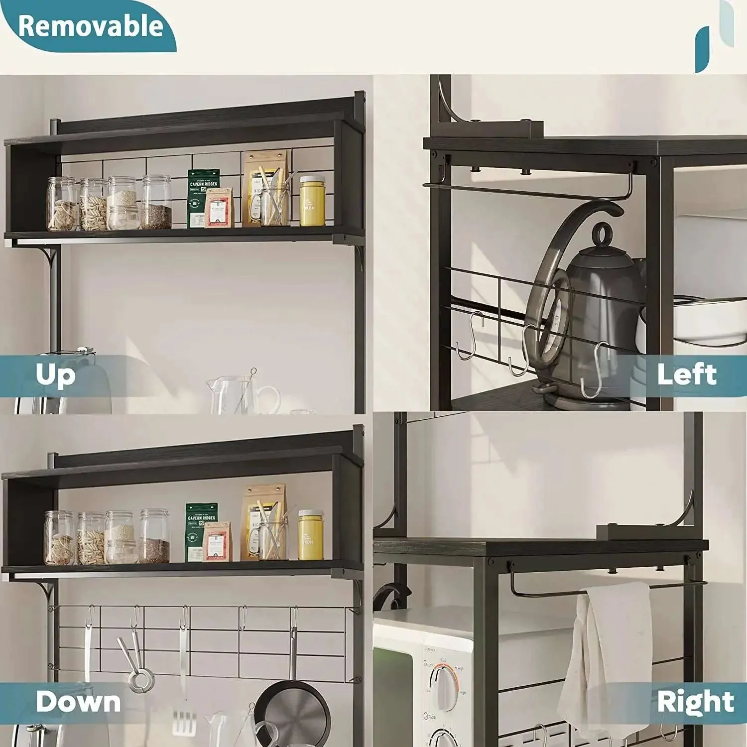 Bestier 5 Tier Microwave Stand, Coffee Bar Table with Storage for Small Space Kitchen