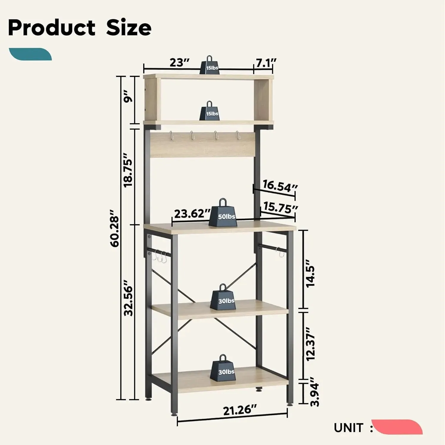 Bestier 5 Tier Microwave Stand, Coffee Bar Table with Storage for Small Space Kitchen