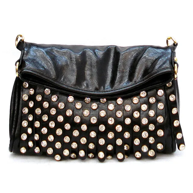 Black clutch with crystals