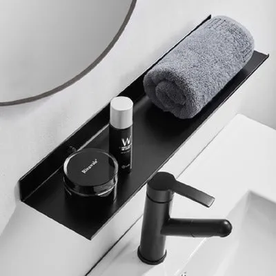 Black non-perforated bathroom shelf