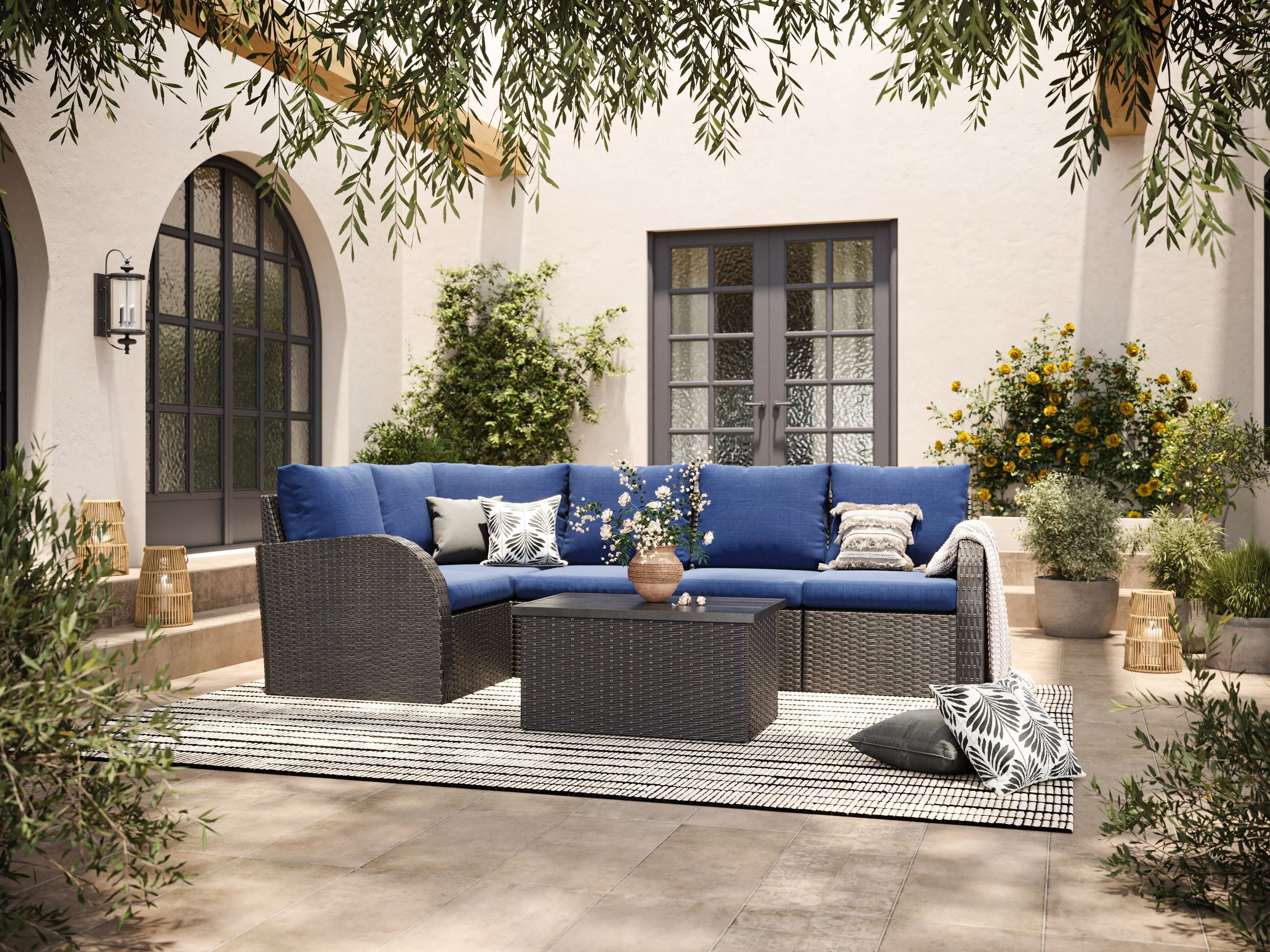 Blue Outdoor Sectional Corner Chair