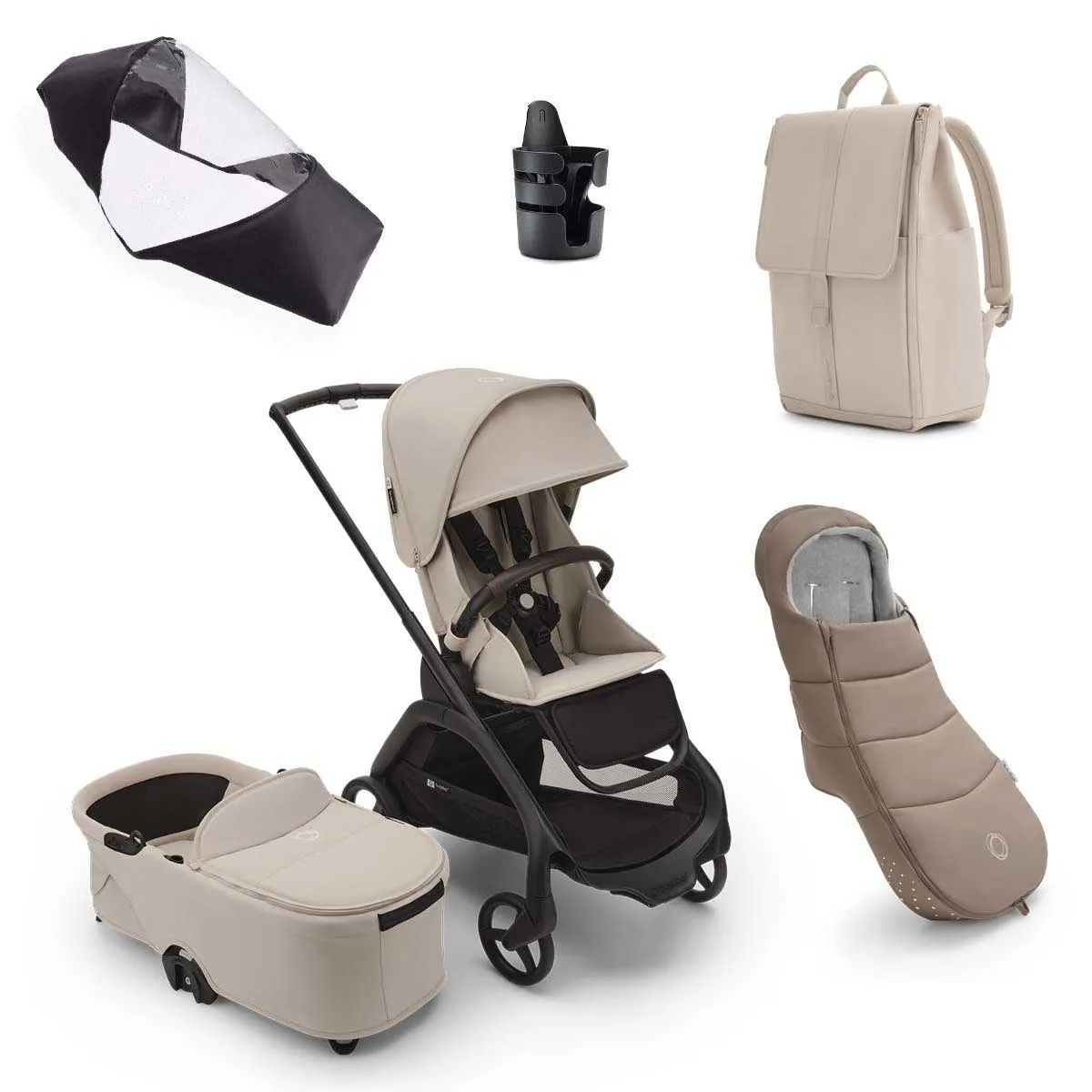 Bugaboo Dragonfly Essential Bundle - Black/Desert Taupe