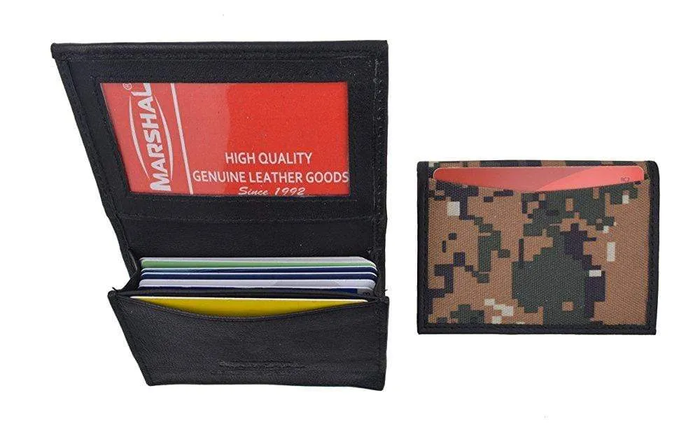 Camo RFID Blocking Premium Leather Business Card Holder Expandable Camouflage