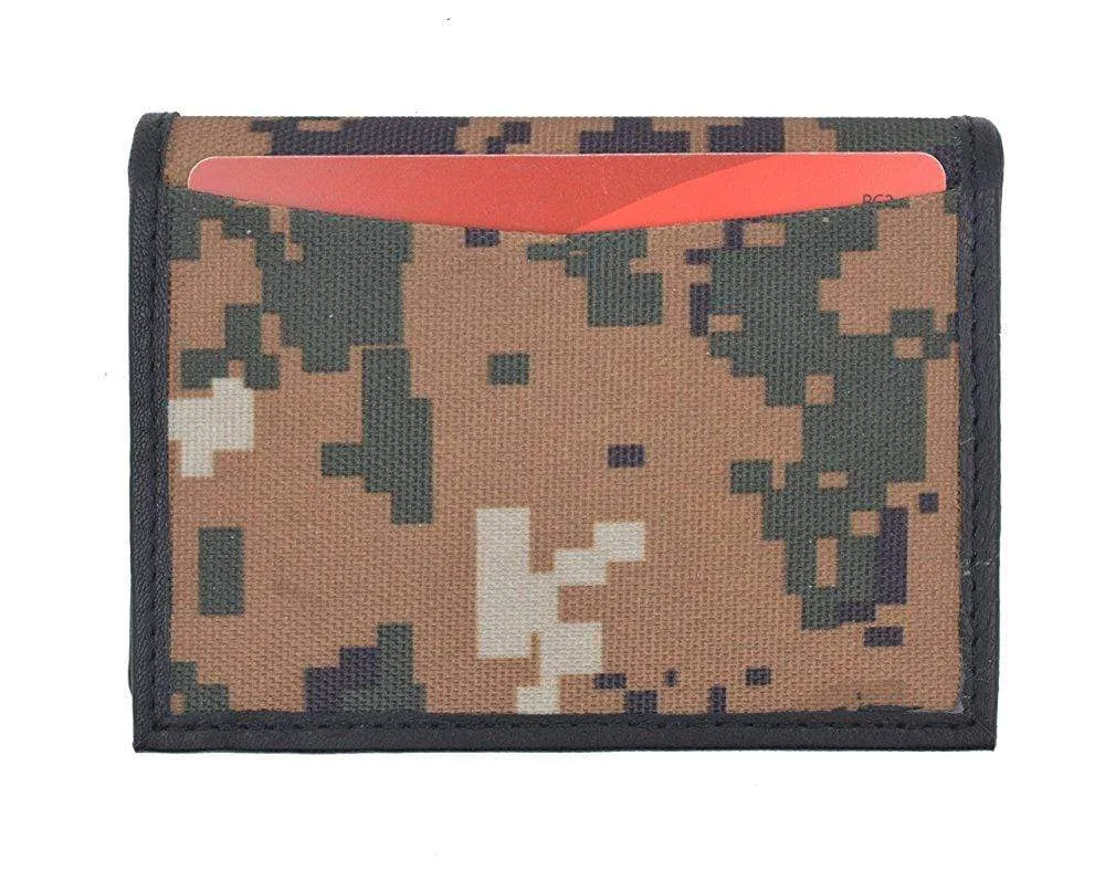 Camo RFID Blocking Premium Leather Business Card Holder Expandable Camouflage