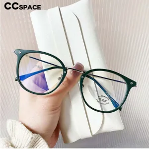 CCspace Unisex Full Rim Round Cat Eye Tr 90 Titanium Eyeglasses 55897