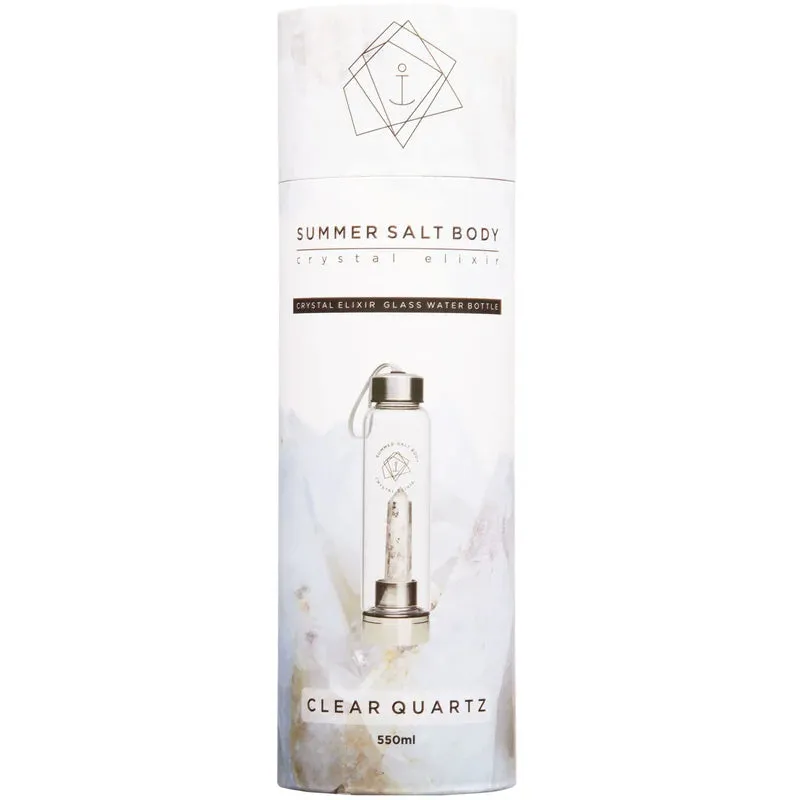 Clear Quartz Crystal Elixir - Glass Water Bottle 550ml