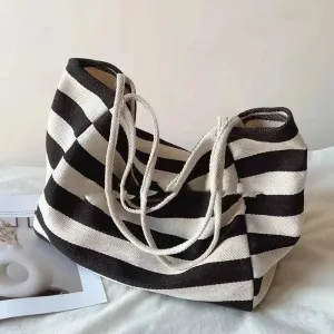 Contrast Colour Striped Canvas Bag