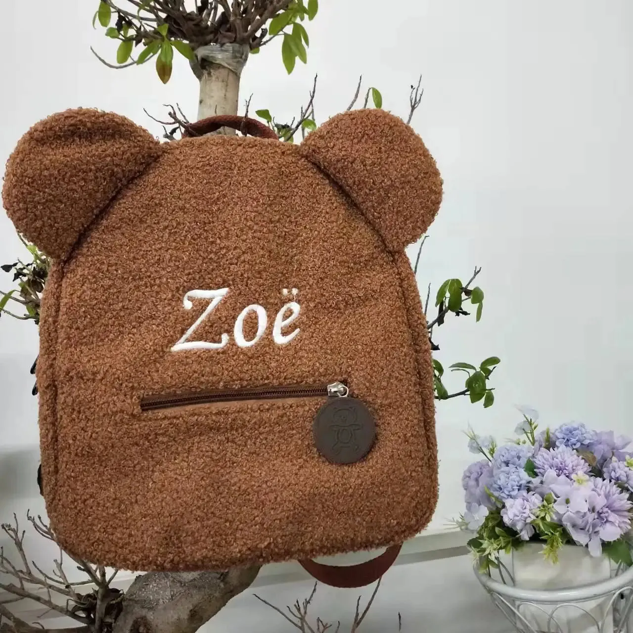 Customized Embroidery Bear Backpack Embroidered Portable Children Travel Shopping Rucksack Women's Cute Bear Shoulder Backpack