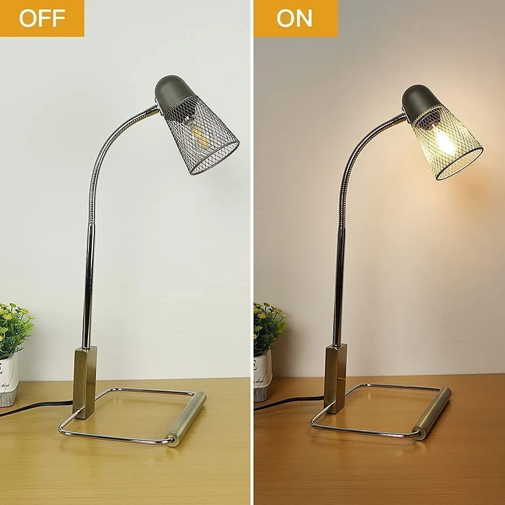 DLLT Industrial Desk Lamp, Modern Eye-Caring Bedside Gooseneck Reading Lamps with Metal Lampshade, Vintage Nightstand Table Lamp Lighting for Bedroom Living Room Office Dorm, Bronze, E12 Bulb Included