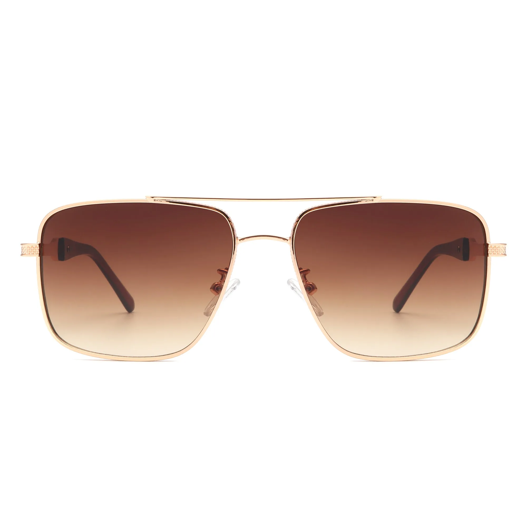 Drift - Square Flat Top Tinted Brow-Bar Fashion Sunglasses