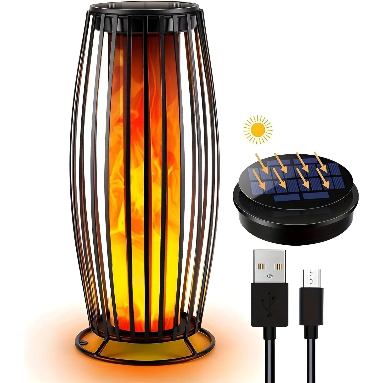 EmberGlow Light - Metall USB Aufladbares Solar-Flammenlicht