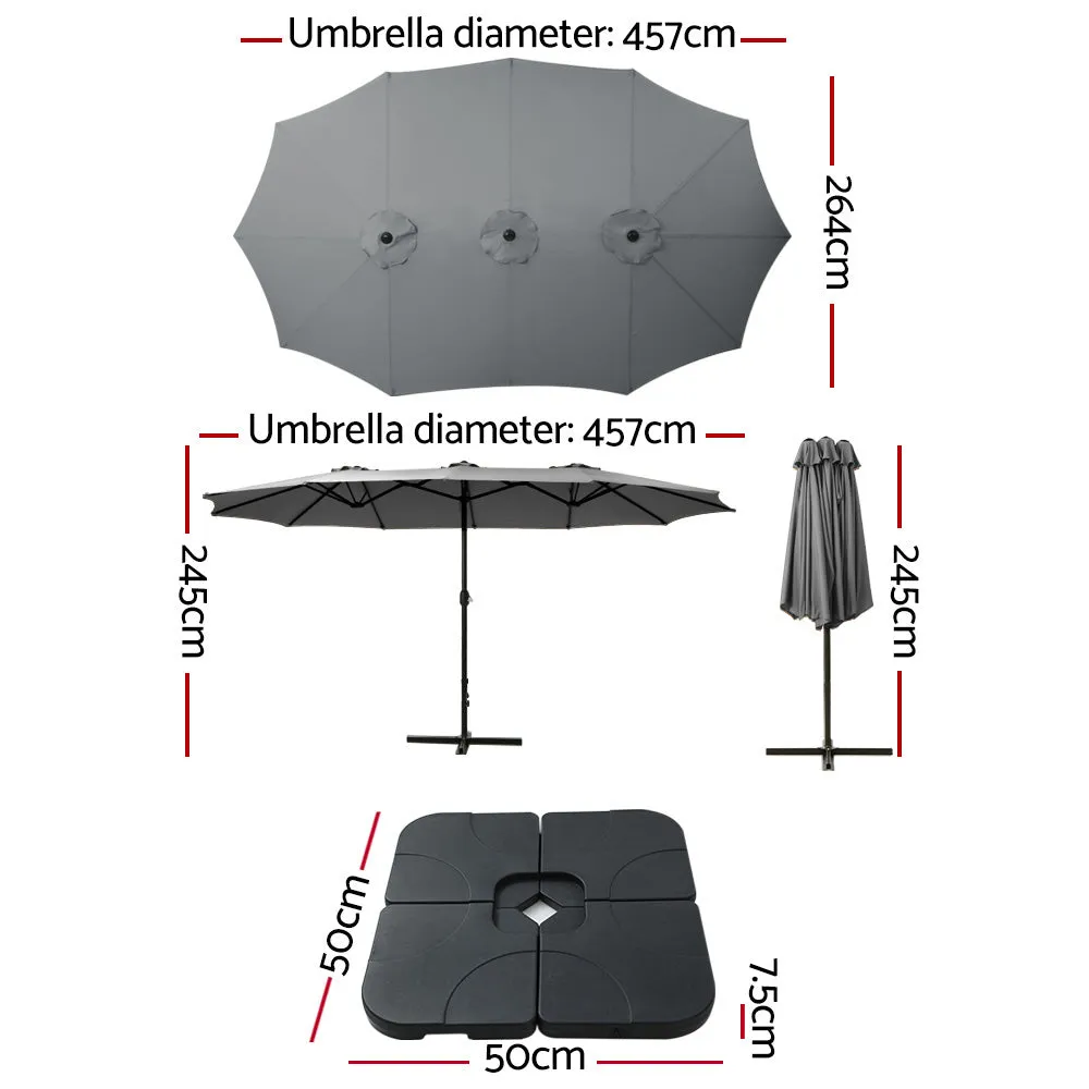 Extra Large Outdoor Umbrella w/ UV-Resistant Canopy - Instahut