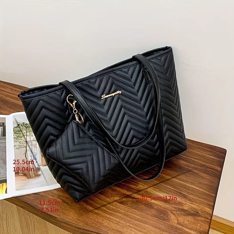 Fashion Quilted Tote Bag Chic Spacious Womens Shoulder Bag