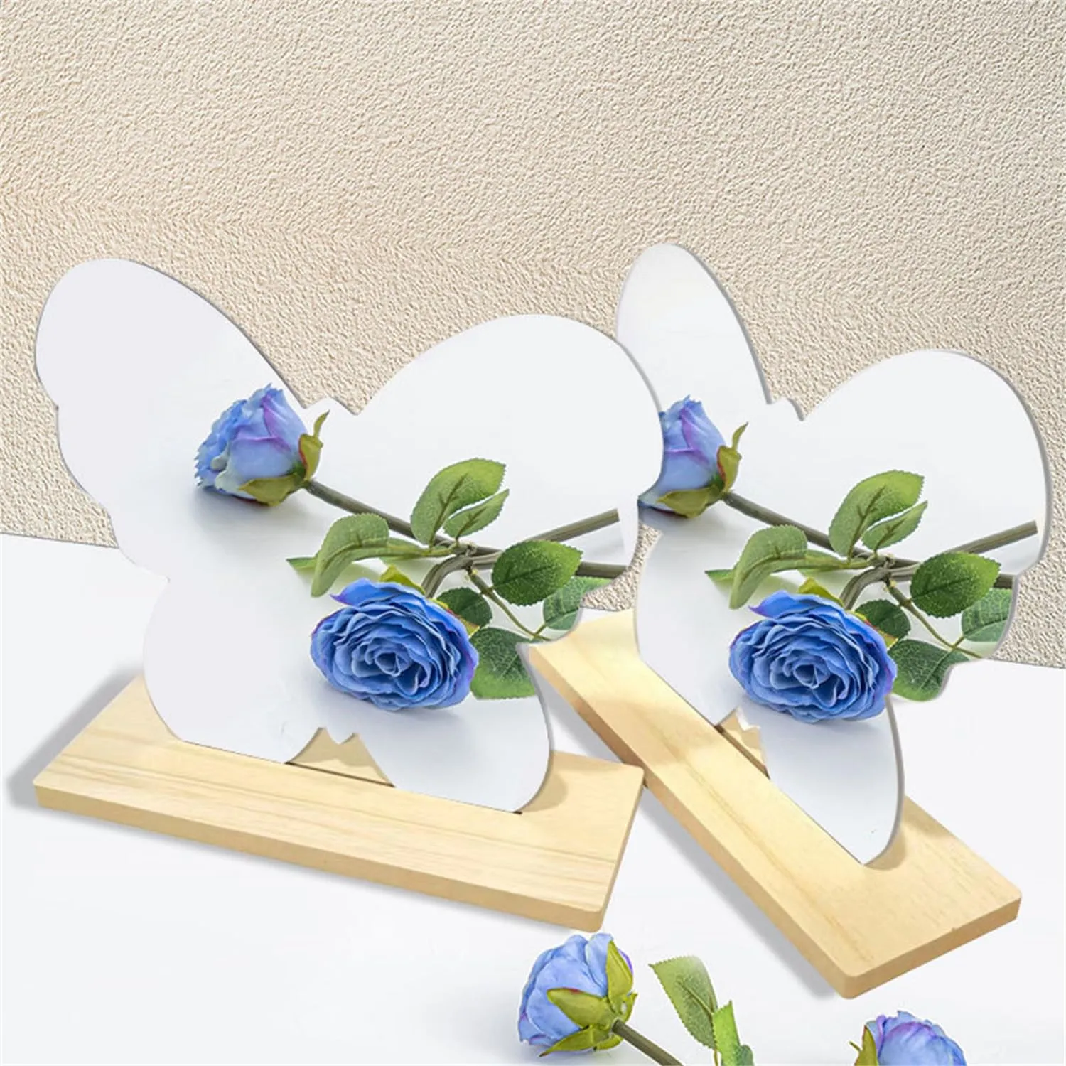 Funny live Aesthetic Room Decor Desk Mirror, Irregular Acrylic Mirrors with Wooden Stand for Living Room, Office, Locker, Vanity, Bedroom, Wall Eclectic Decor (Acrylic Butterfly Mirror)