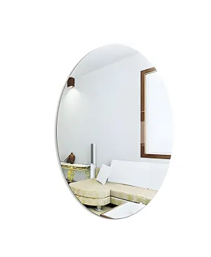 Gadgetglam Oval Shape Adhesive Mirror Sticker for Wall on Tiles Bedroom Living Room Basin Mirror Bathroom Wall Mirror Both Side Sticker Acrylic Wall Mirror (Pack of 3)