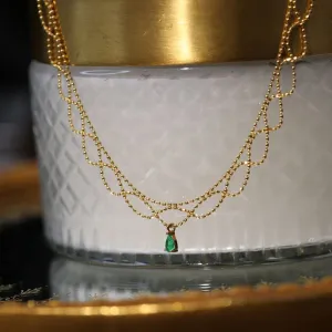 Grace S925 Silver Victorian Emerald Gold Chocker Necklace | Vintage Inspired