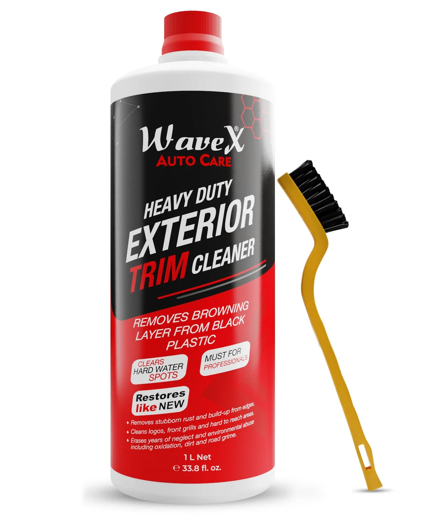 Heavy Duty Exterior Trim Cleaner, Removes Browning Layer from Black Plastic, Stubborn Rust, Hardwater Spots, and buildup from Edges, Cleans Logo and Grills