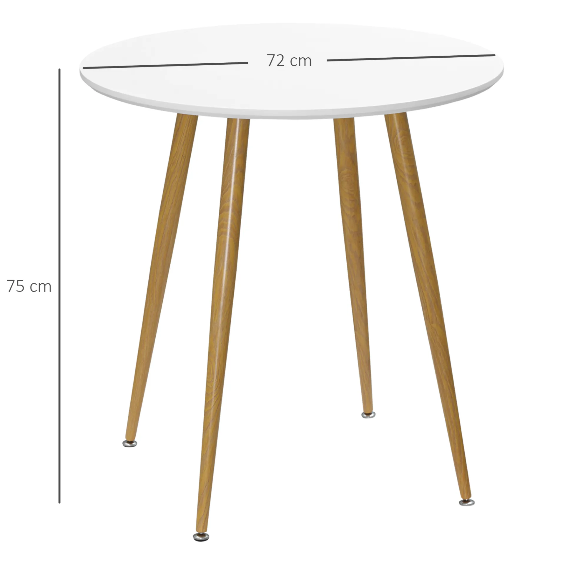 HOMCOM Modern Round Dining Table for 2 - Elegant White Kitchen Table with Metal Legs and Matte Top