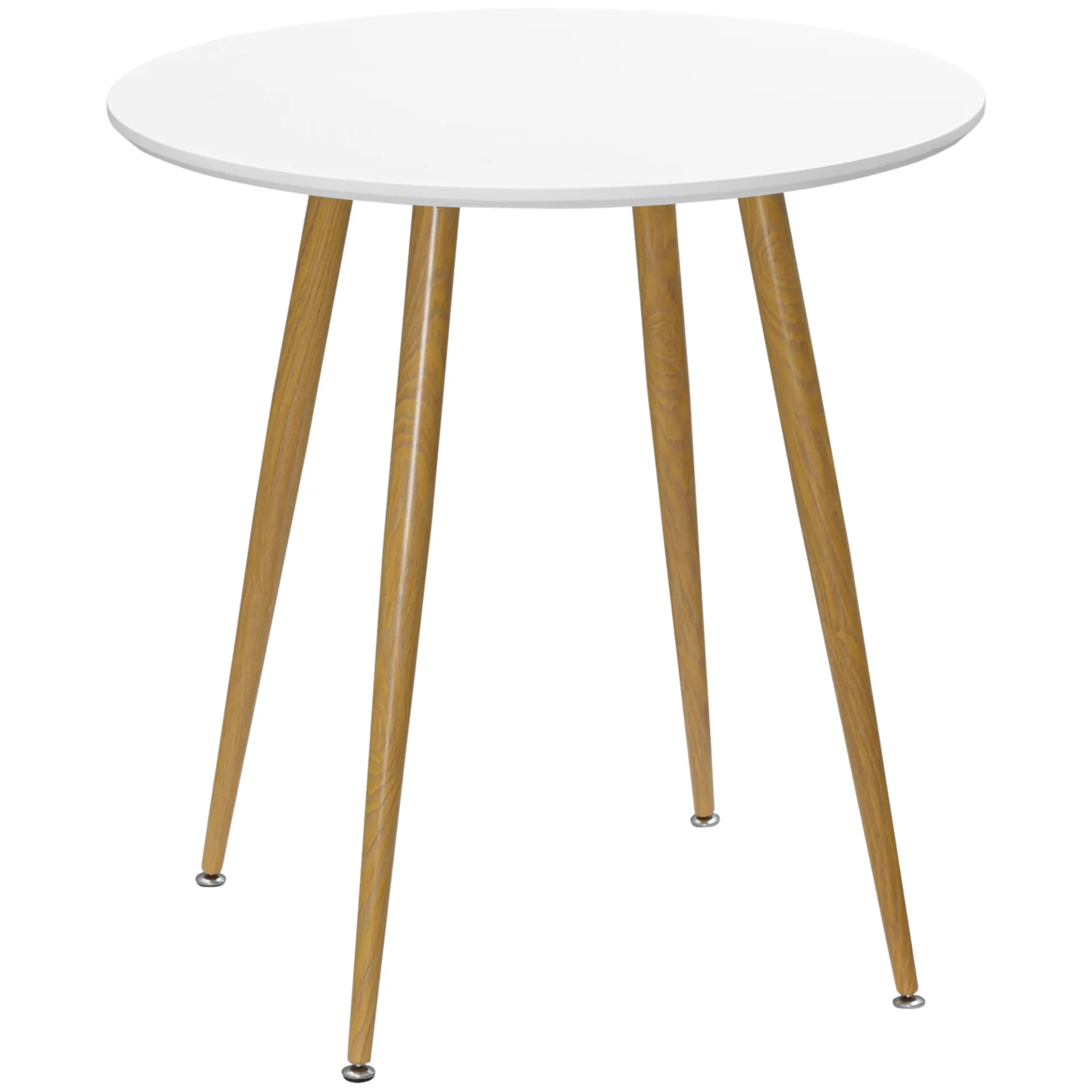 HOMCOM Modern Round Dining Table for 2 - Elegant White Kitchen Table with Metal Legs and Matte Top