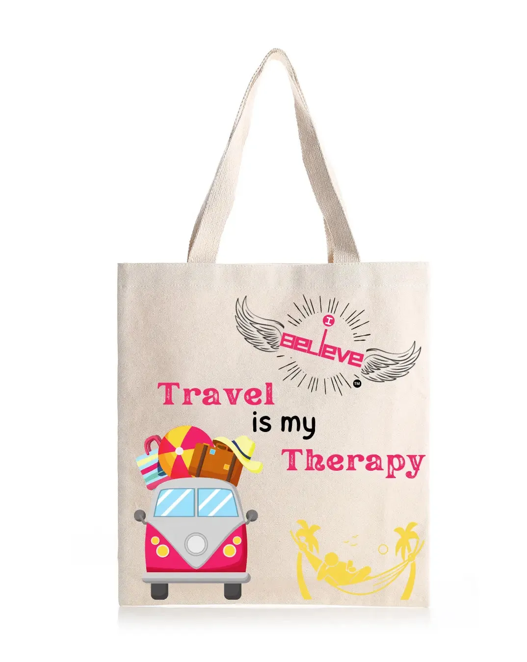 I Believe in Travel Therapy Daily Thaila -  Canvas Reusable Bags