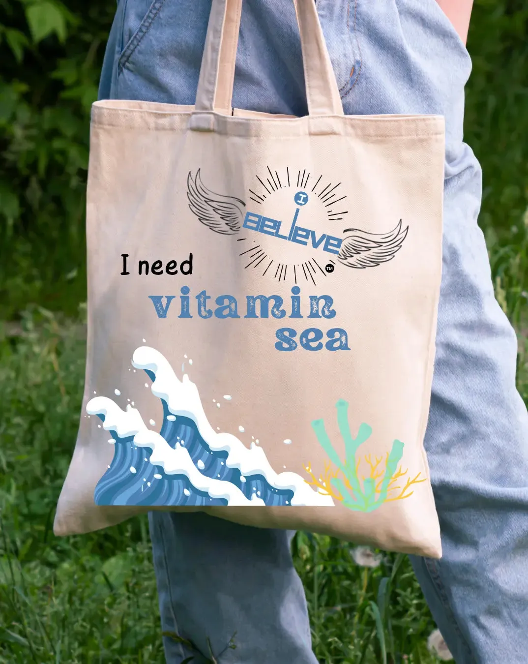 I Believe in Vitamin Sea Daily Thaila -  Canvas Reusable Bags