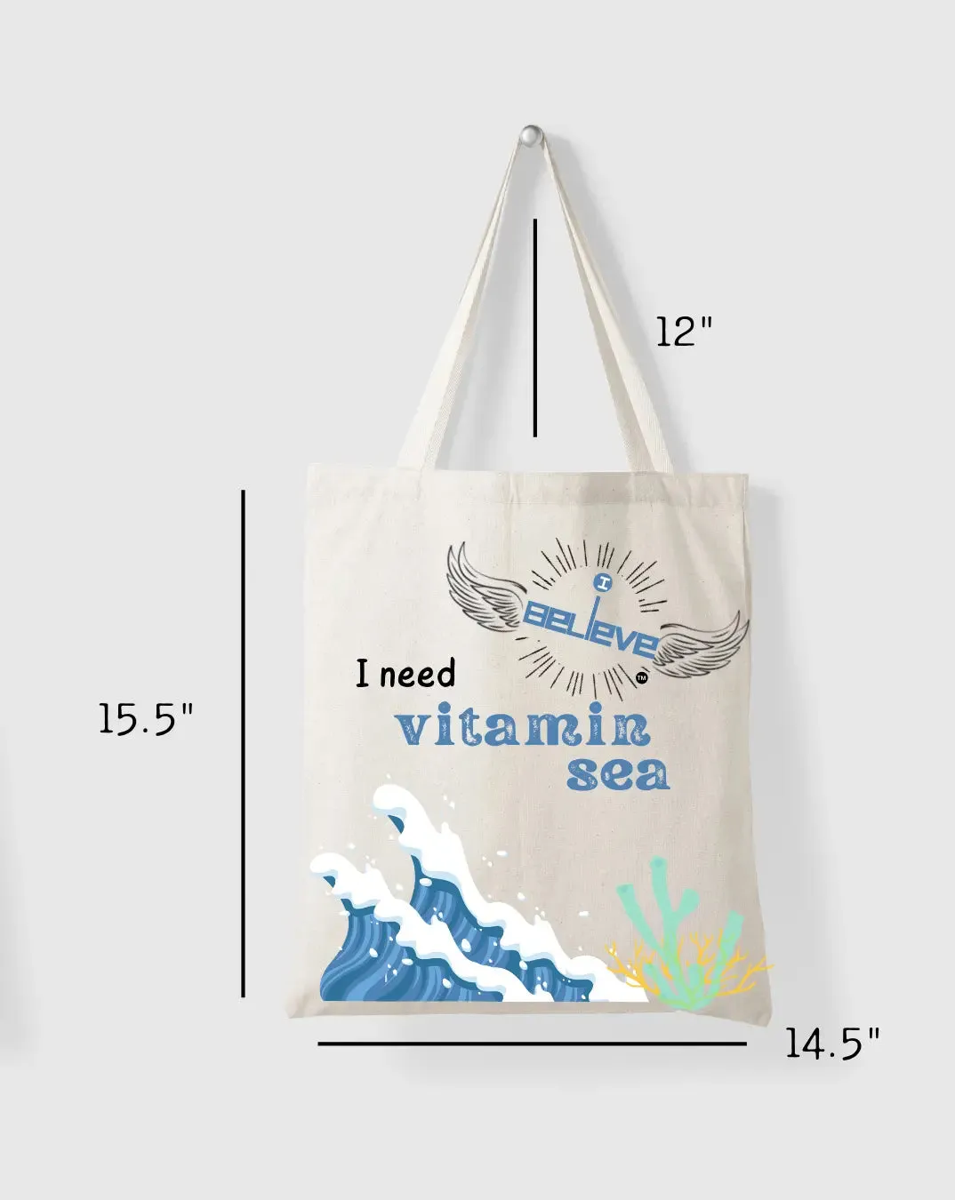 I Believe in Vitamin Sea Daily Thaila -  Canvas Reusable Bags