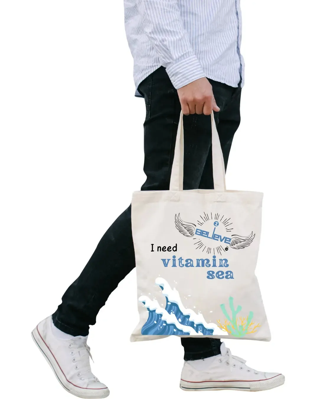 I Believe in Vitamin Sea Daily Thaila -  Canvas Reusable Bags