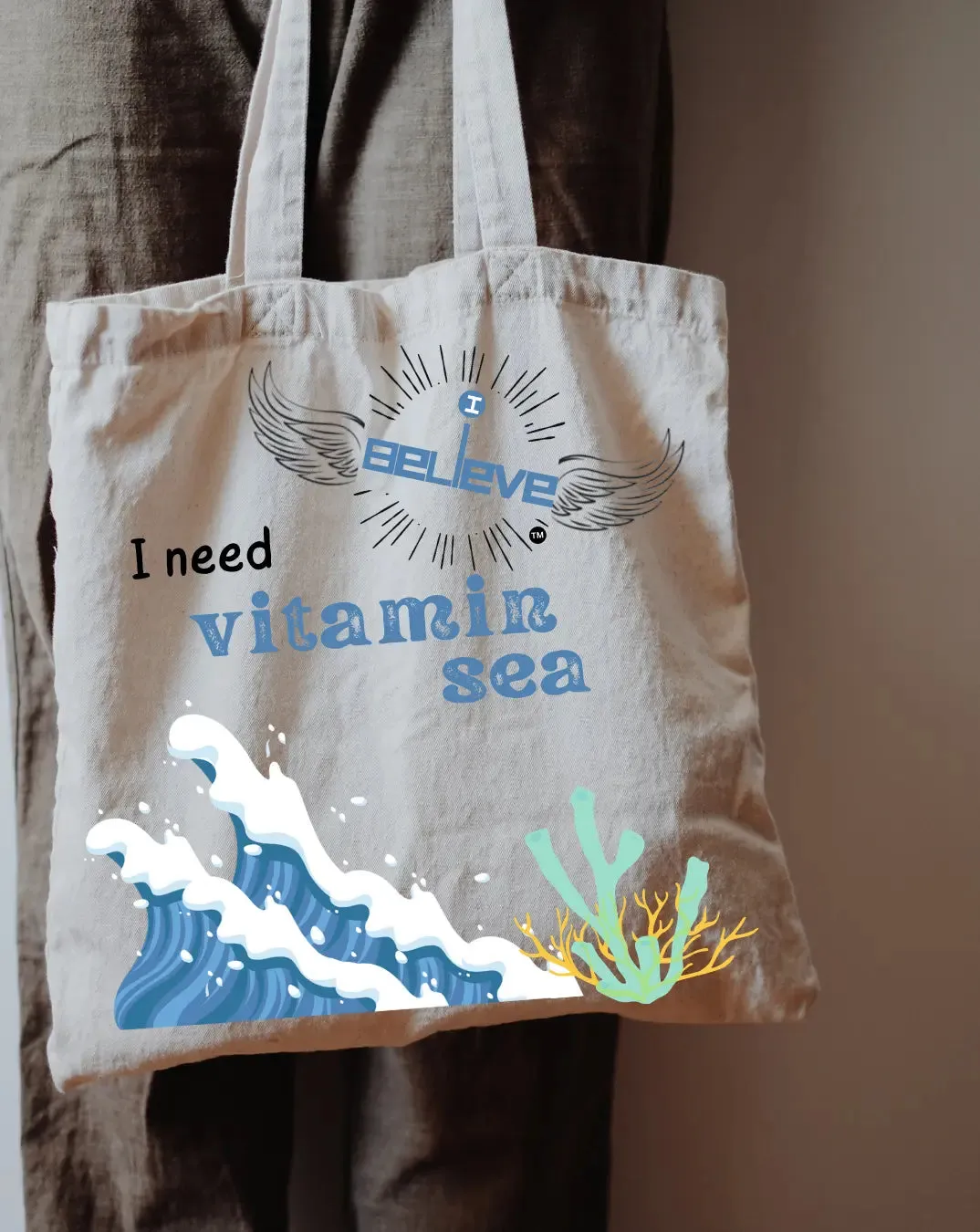 I Believe in Vitamin Sea Daily Thaila -  Canvas Reusable Bags