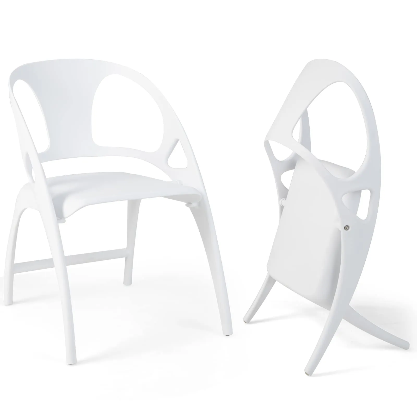 KOMFOTT Folding Dining Chairs Set of 2/4, Outdoor Plastic Dining Chairs with Armrest and High Backrest