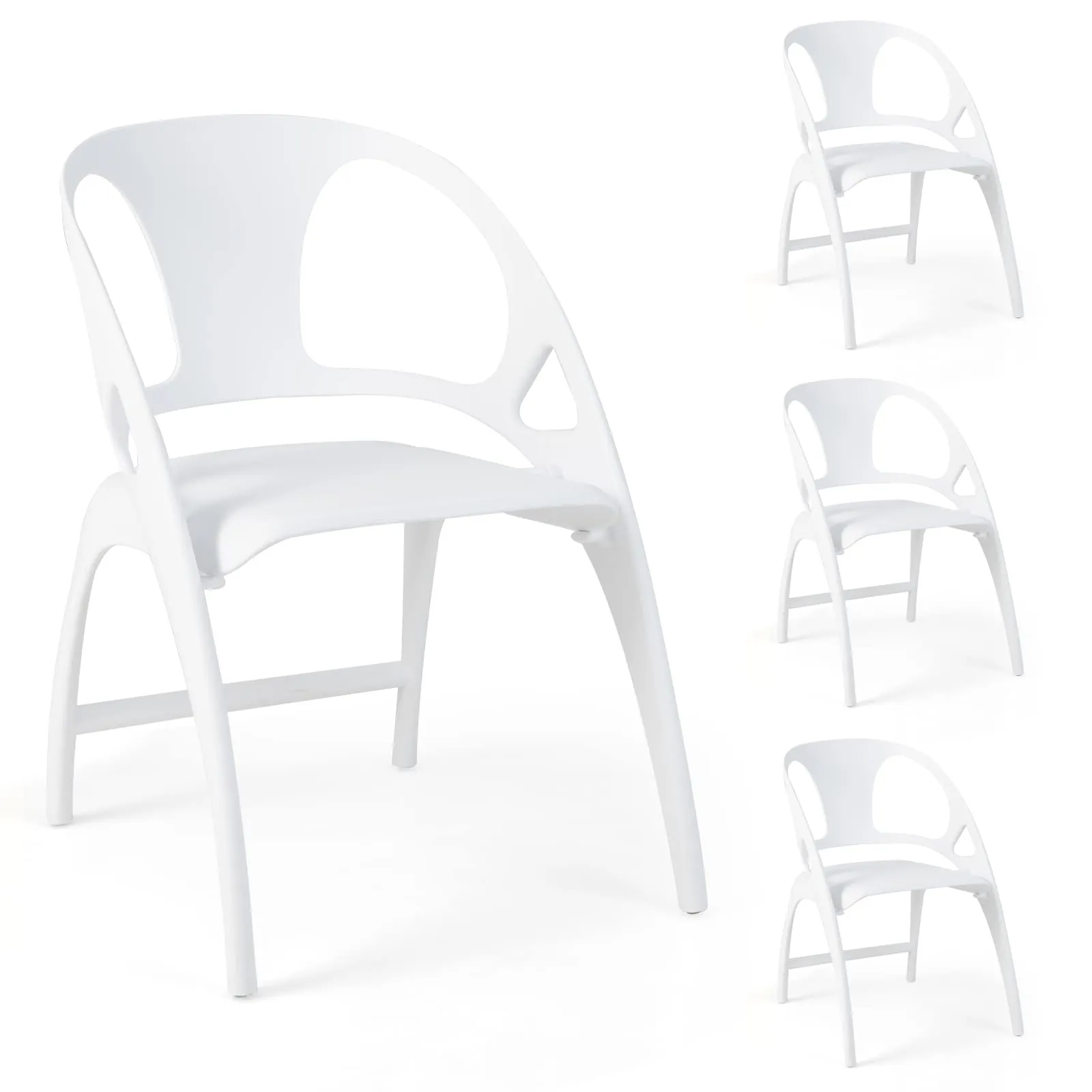 KOMFOTT Folding Dining Chairs Set of 2/4, Outdoor Plastic Dining Chairs with Armrest and High Backrest