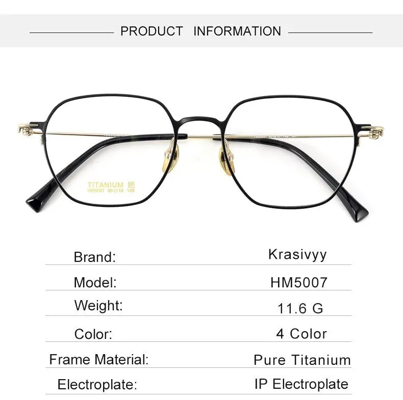 Krasivyy Men's Full Rim Polygon Screwless Titanium Eyeglasses Hm5007