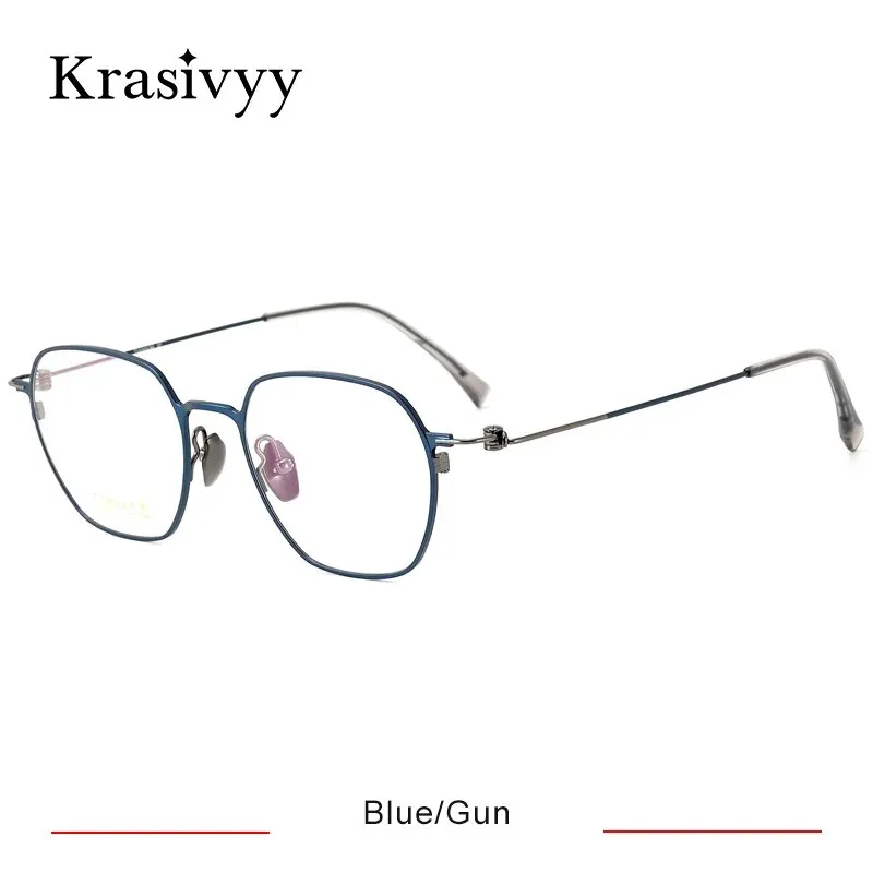 Krasivyy Men's Full Rim Polygon Screwless Titanium Eyeglasses Hm5007