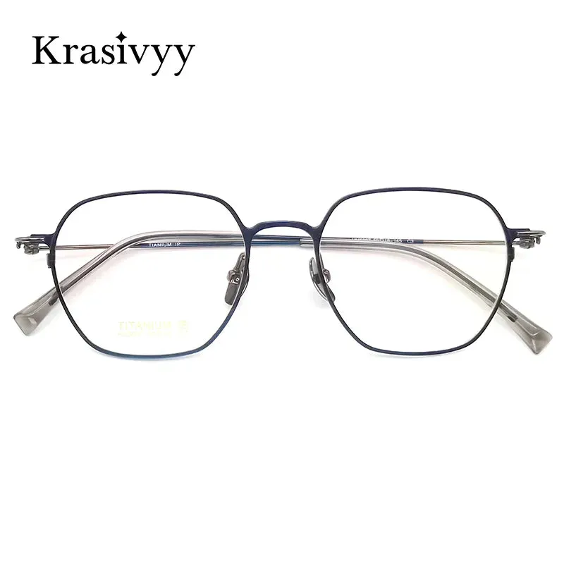 Krasivyy Men's Full Rim Polygon Screwless Titanium Eyeglasses Hm5007