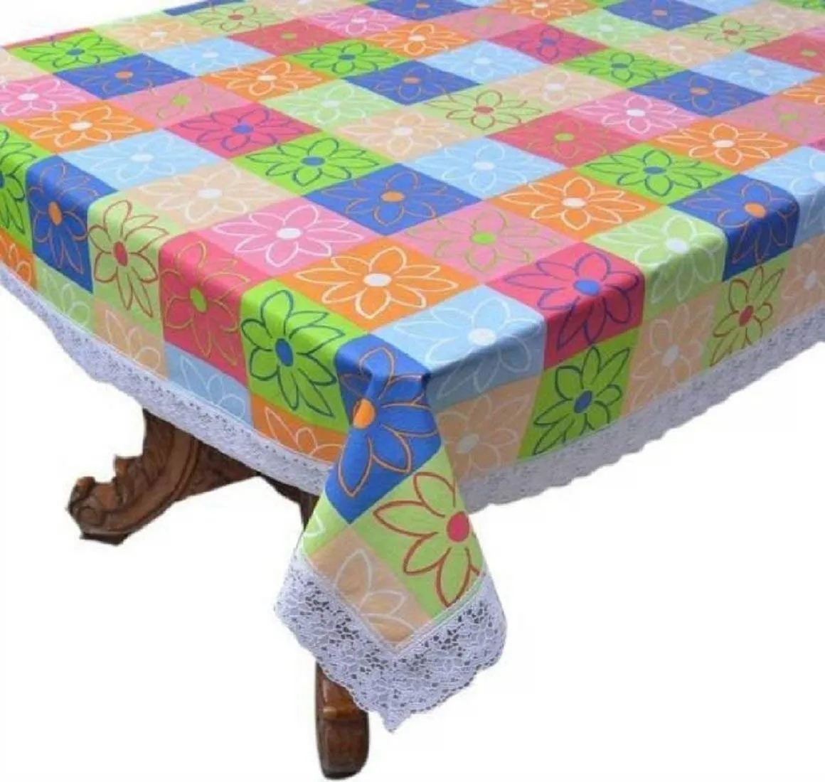 Kuber Industries Dining Table Cover 6 Seater|Table Cloth|Table Cover for Home, Restaurant|PVC Checkered 6 Seater Dining Table Cover (Multicolor)