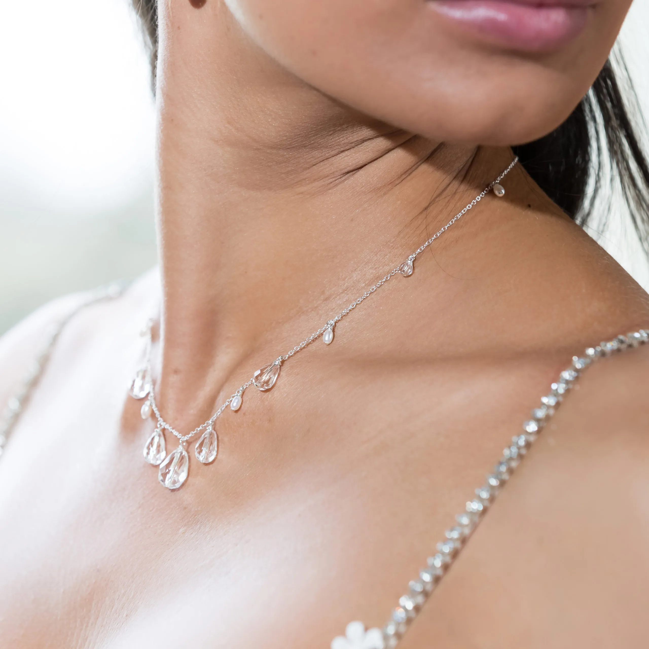 Lili Crystal & Pearl Wedding Necklace