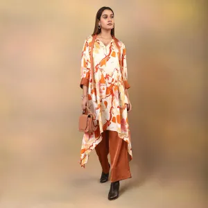 Marble Print Asymmetrical Long Kurta