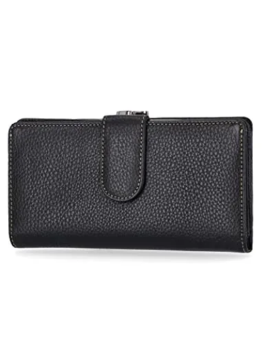 Mundi Suburban Rio 100% Leather Womens Checkbook Wallet With RFID Blocking Technology, Black, One size