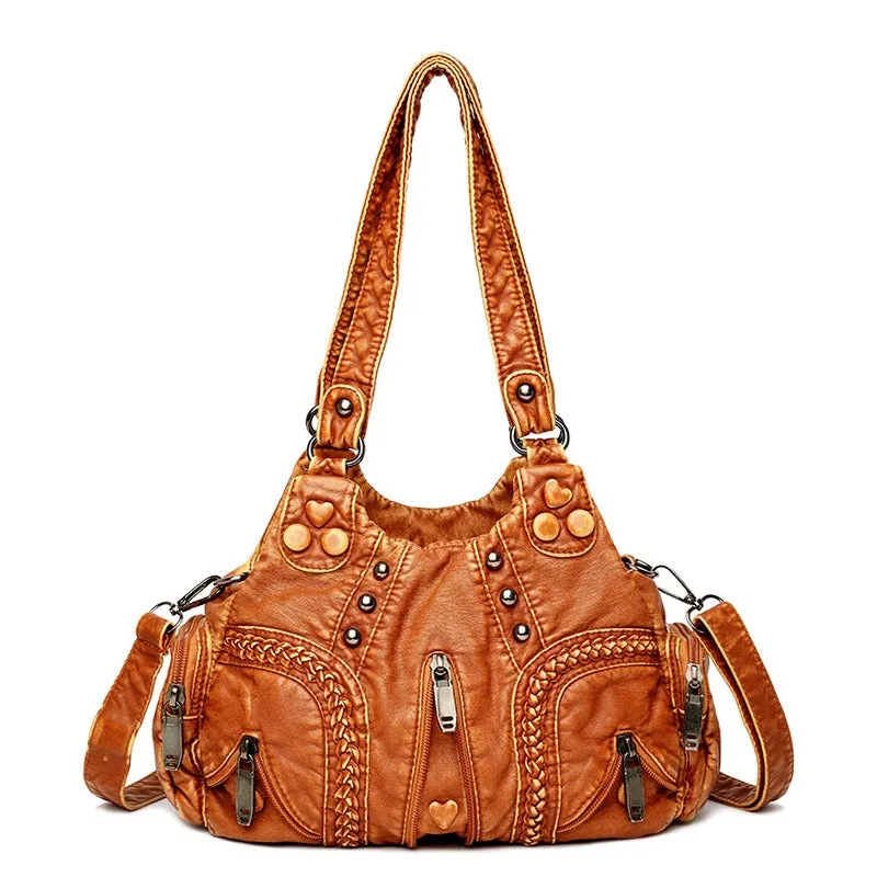 New European and American Retro Women's Handbag - Large Capacity Fashion Shoulder Crossbody Bag