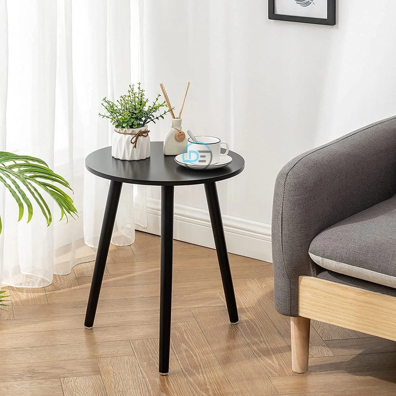 NW CRAFTS Wooden Bedside Table Coffee Table Small Center Table Nightstand Table | Flower Pot Stand for Living Room Bedroom and Office Decoration (Black)