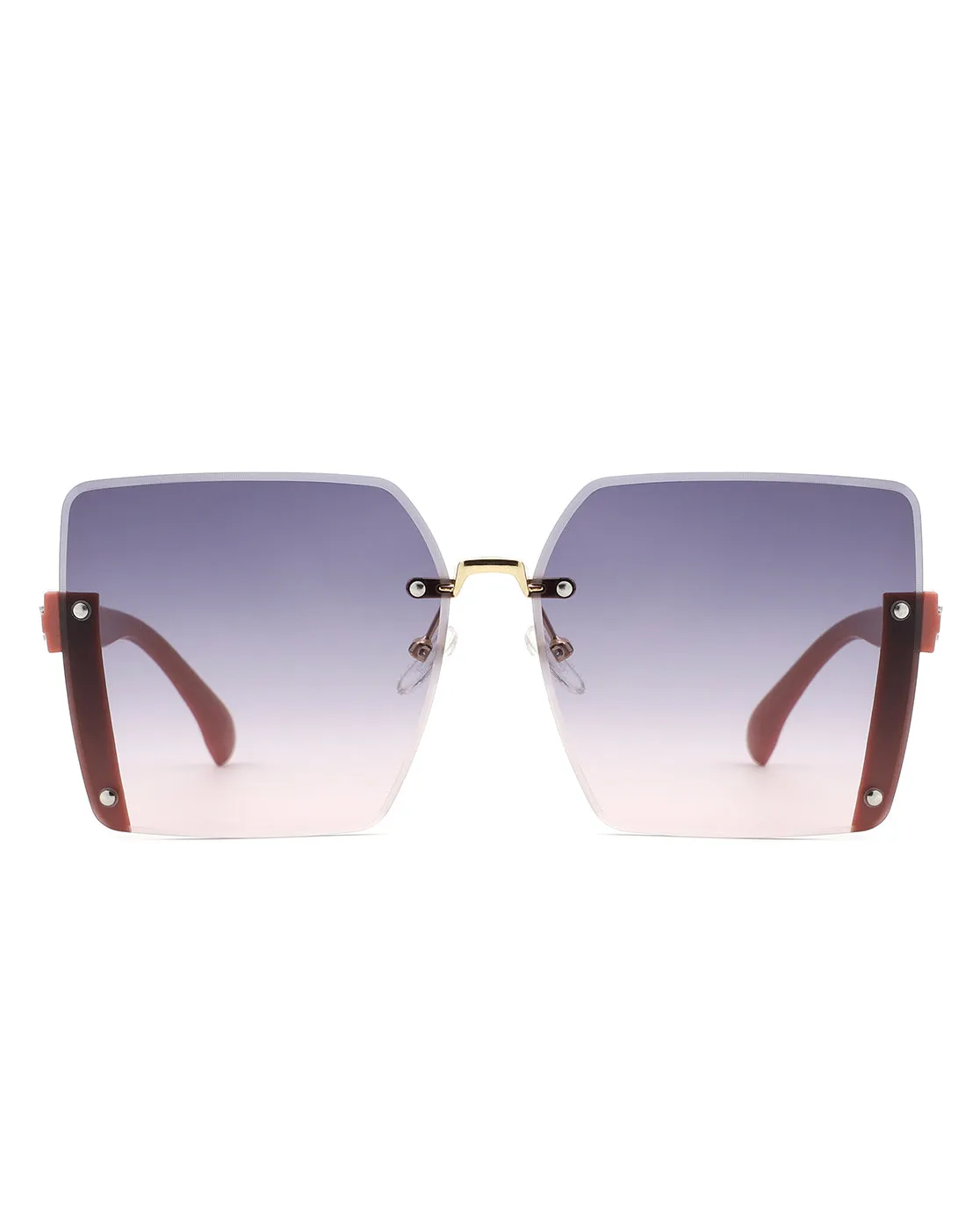 Nysera - Rimless Fashion Square Flat Top Sunglasses