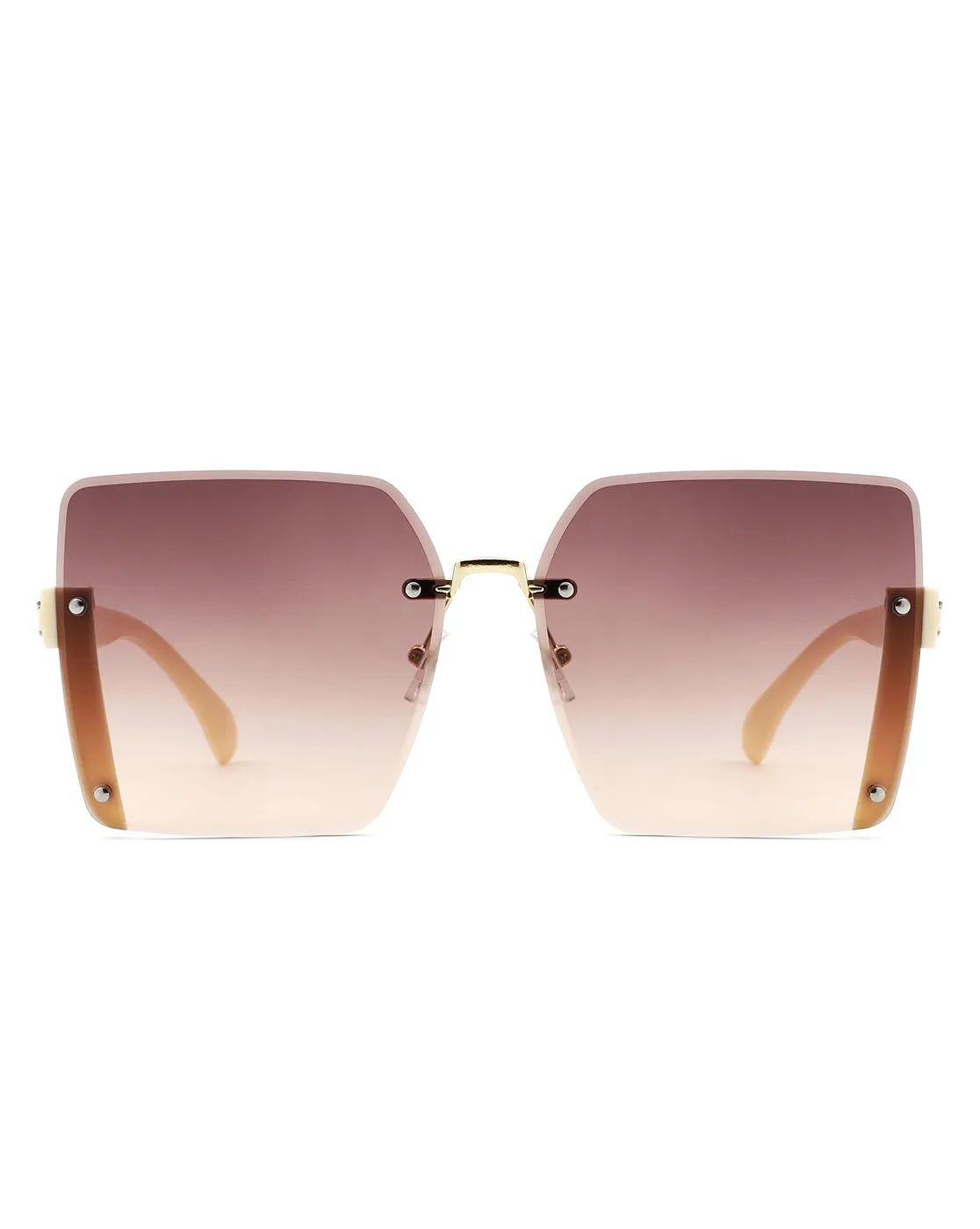 Nysera - Rimless Fashion Square Flat Top Sunglasses