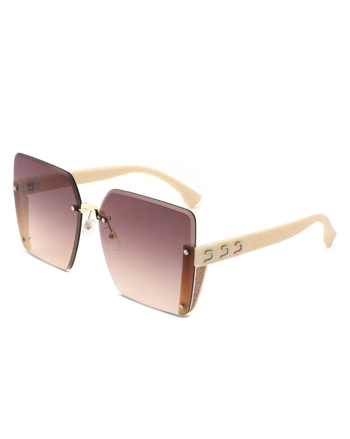 Nysera - Rimless Fashion Square Flat Top Sunglasses