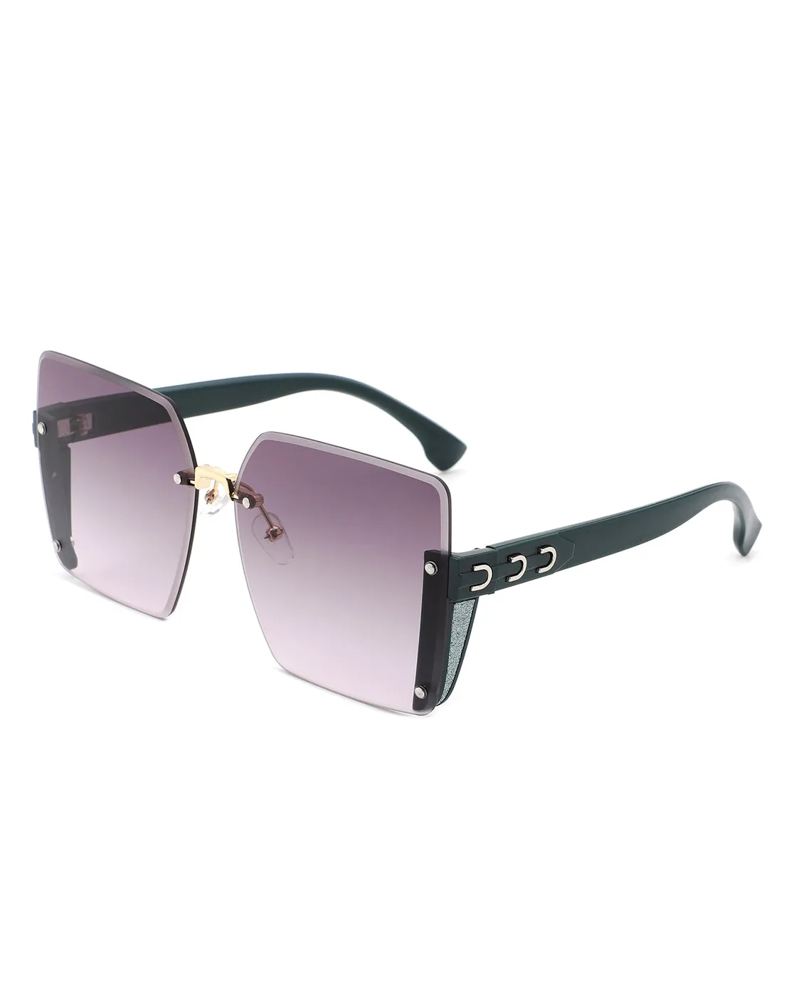 Nysera - Rimless Fashion Square Flat Top Sunglasses